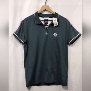 NWT SOBK Polo Shirt Mens L Green Casual Comfy Retro Minimalist